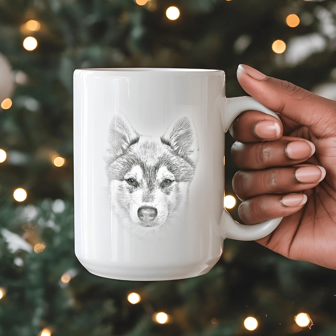 Mug Ceramic Mug, Klee Kai Sketch (11oz, 15oz)