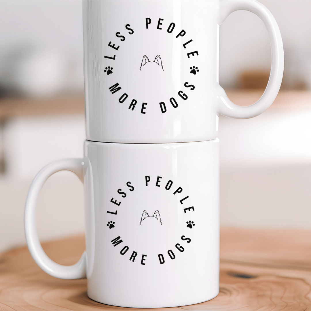 Mug 11oz Ceramic Mug, Less People More Dogs (11oz, 15oz)