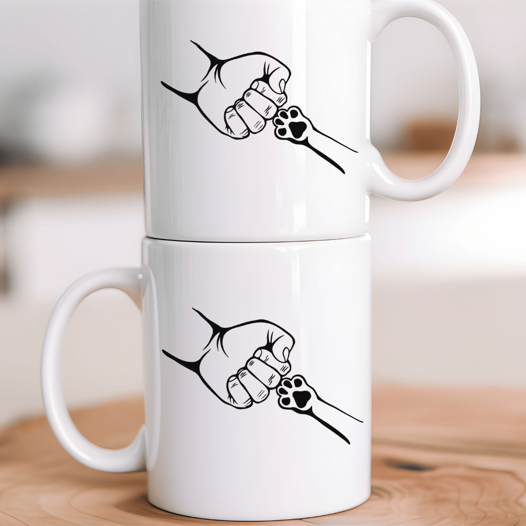 Mug 11oz Ceramic Mug, Paw fist bump (11oz, 15oz)