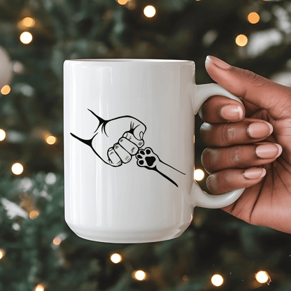 Mug Ceramic Mug, Paw fist bump (11oz, 15oz)