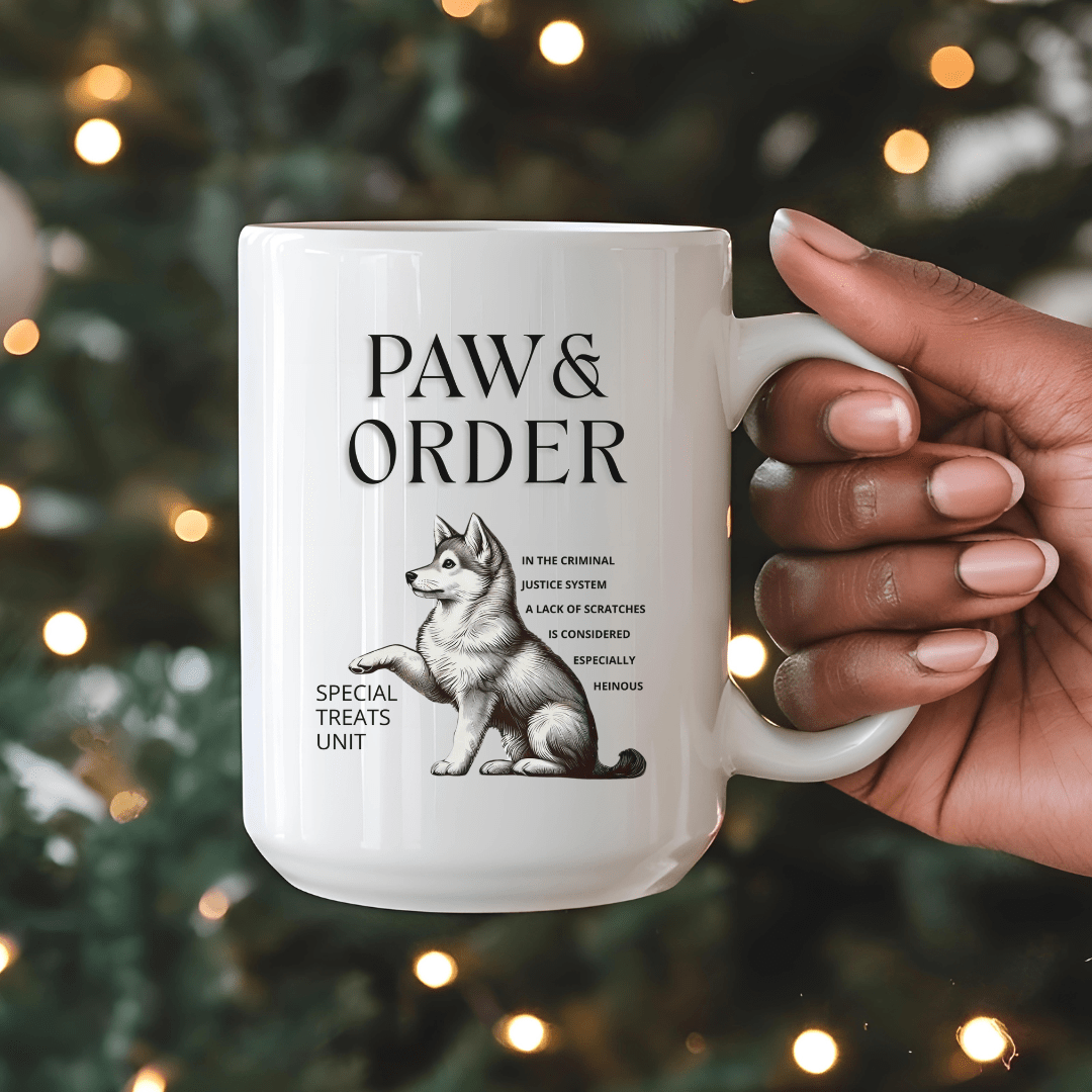 Mug Ceramic Mug, Paw & Order (11oz, 15oz)