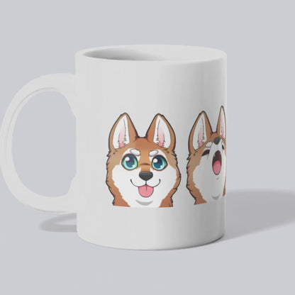 Ceramic Mug, Klee Kai Emoji Style R/W (11oz, 15oz)