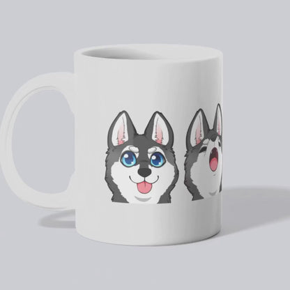 Ceramic Mug, Klee Kai Emoji Style Mug B/W (11oz, 15oz)