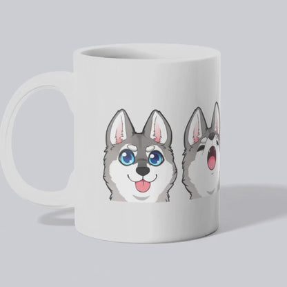 Ceramic Mug, Klee Kai Emoji Style G/W (11oz, 15oz)