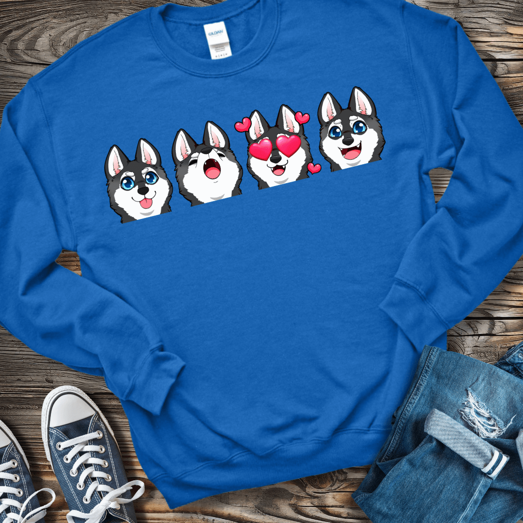 Sweatshirt S / Royal Alaskan Klee Kai Emoji Black/White Dog Sweatshirt