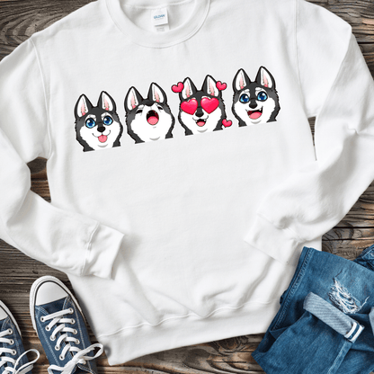 Sweatshirt S / White Alaskan Klee Kai Emoji Black/White Dog Sweatshirt