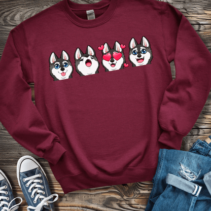 Sweatshirt S / Maroon Alaskan Klee Kai Emoji Black/White Dog Sweatshirt