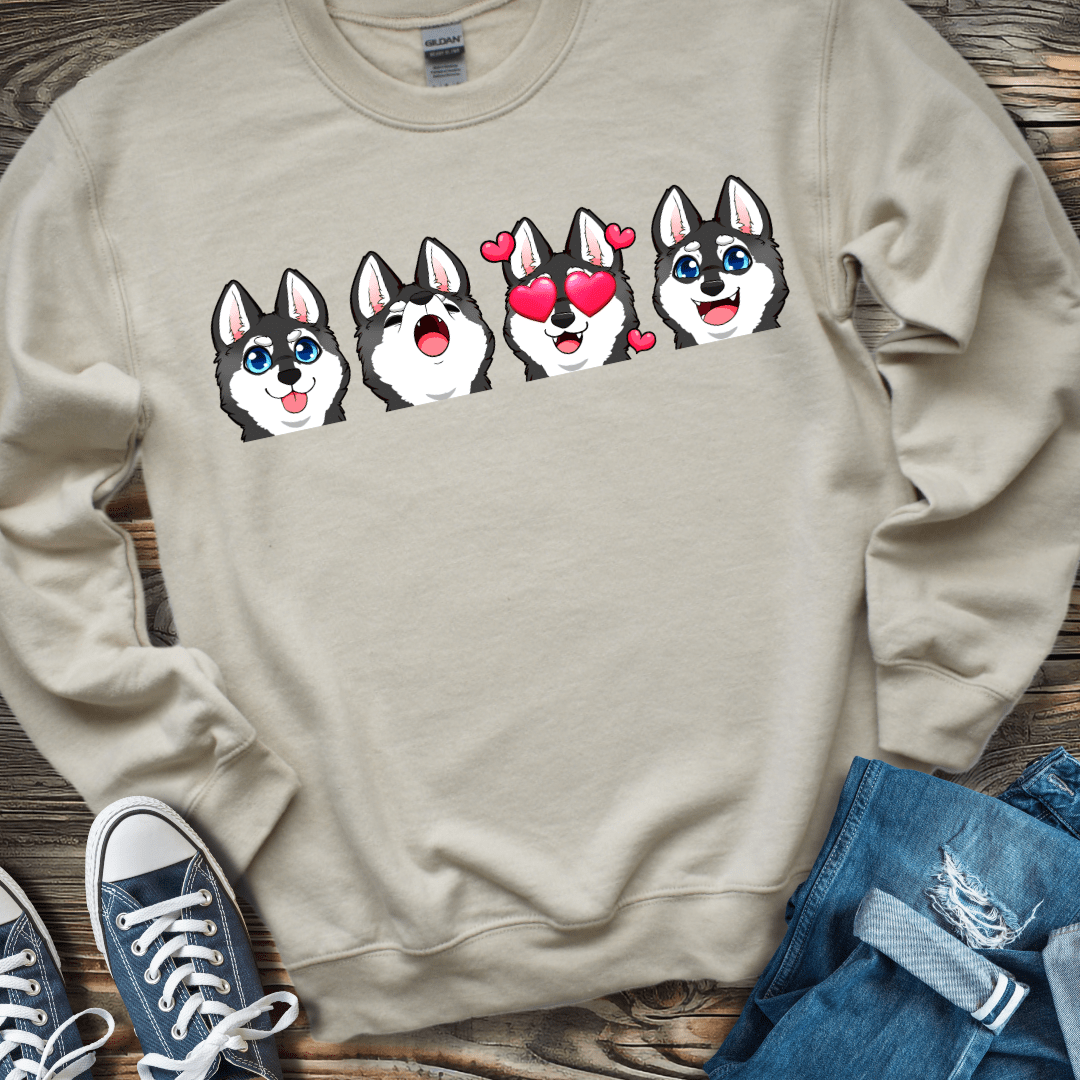 Sweatshirt S / Sand Alaskan Klee Kai Emoji Black/White Dog Sweatshirt