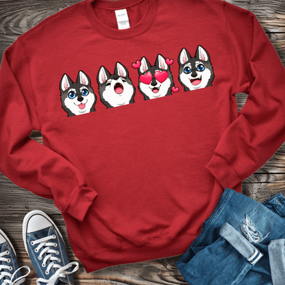 Sweatshirt S / Red Alaskan Klee Kai Emoji Black/White Dog Sweatshirt