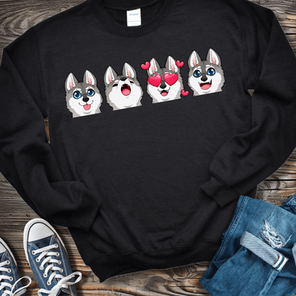 Sweatshirt Alaskan Klee Kai Emoji Gray/White Dog Sweatshirt