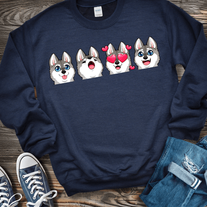 Sweatshirt S / Navy Alaskan Klee Kai Emoji Gray/White Dog Sweatshirt