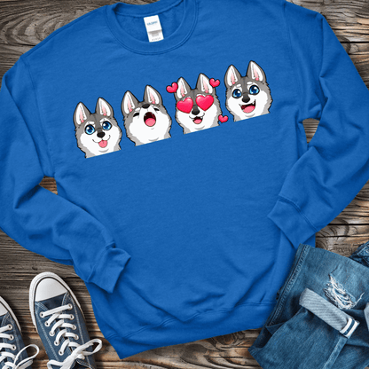 Sweatshirt S / Royal Alaskan Klee Kai Emoji Gray/White Dog Sweatshirt