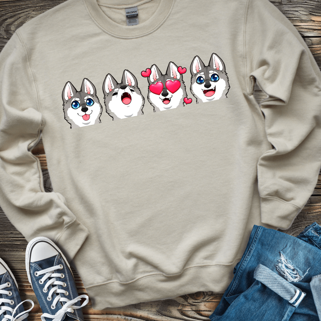 Sweatshirt S / Sand Alaskan Klee Kai Emoji Gray/White Dog Sweatshirt