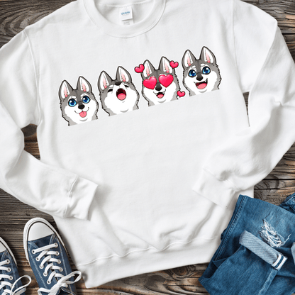 Sweatshirt S / White Alaskan Klee Kai Emoji Gray/White Dog Sweatshirt