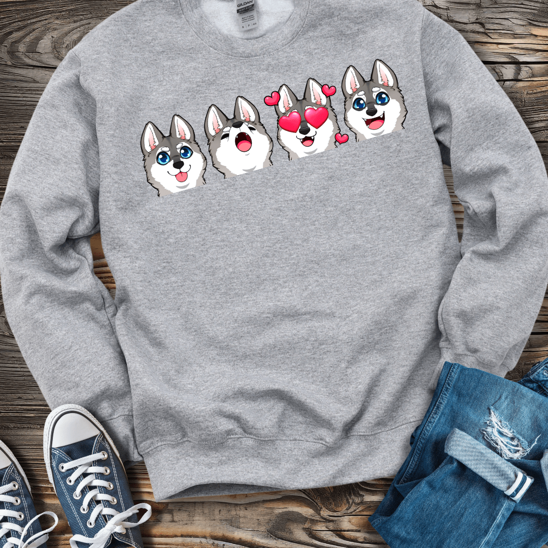 Sweatshirt S / Sport Grey Alaskan Klee Kai Emoji Gray/White Dog Sweatshirt