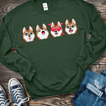 Sweatshirt S / Forest Green Alaskan Klee Kai Emoji Red/White Dog  Sweatshirt