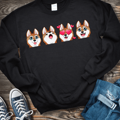 Sweatshirt S / Black Alaskan Klee Kai Emoji Red/White Dog  Sweatshirt