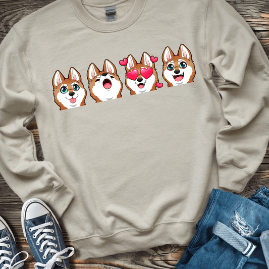 Sweatshirt S / Sand Alaskan Klee Kai Emoji Red/White Dog  Sweatshirt