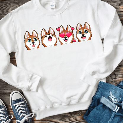 Sweatshirt S / White Alaskan Klee Kai Emoji Red/White Dog  Sweatshirt