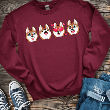 Sweatshirt S / Maroon Alaskan Klee Kai Emoji Red/White Dog  Sweatshirt