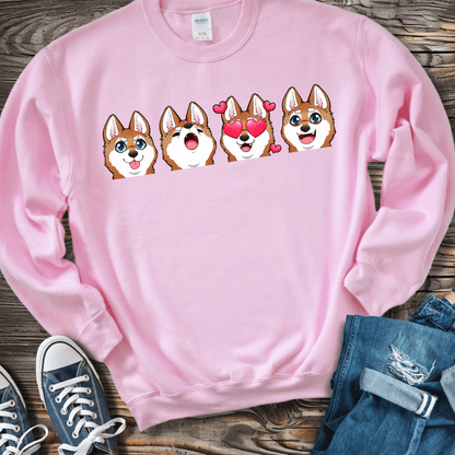 Sweatshirt S / Light Pink Alaskan Klee Kai Emoji Red/White Dog  Sweatshirt