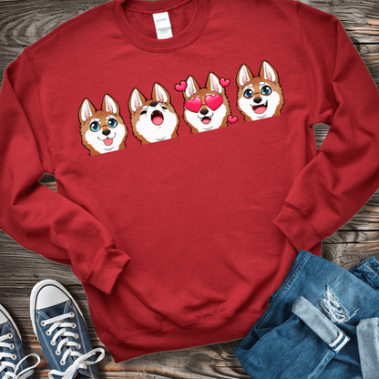 Sweatshirt S / Red Alaskan Klee Kai Emoji Red/White Dog  Sweatshirt