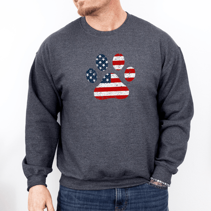 Sweatshirt Dark Heather / S American Flag Paw Sweatshirt