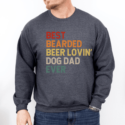 Sweatshirt Dark Heather / S Best Bearded Beer Lovin' Dog Dad Ever Sweatshirt