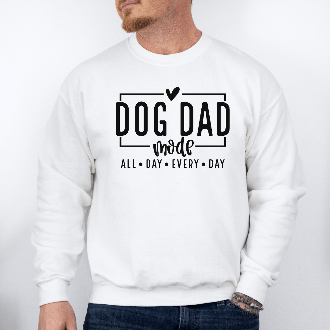 Sweatshirt White / S Dog Dad Mode - Black Script Sweatshirt