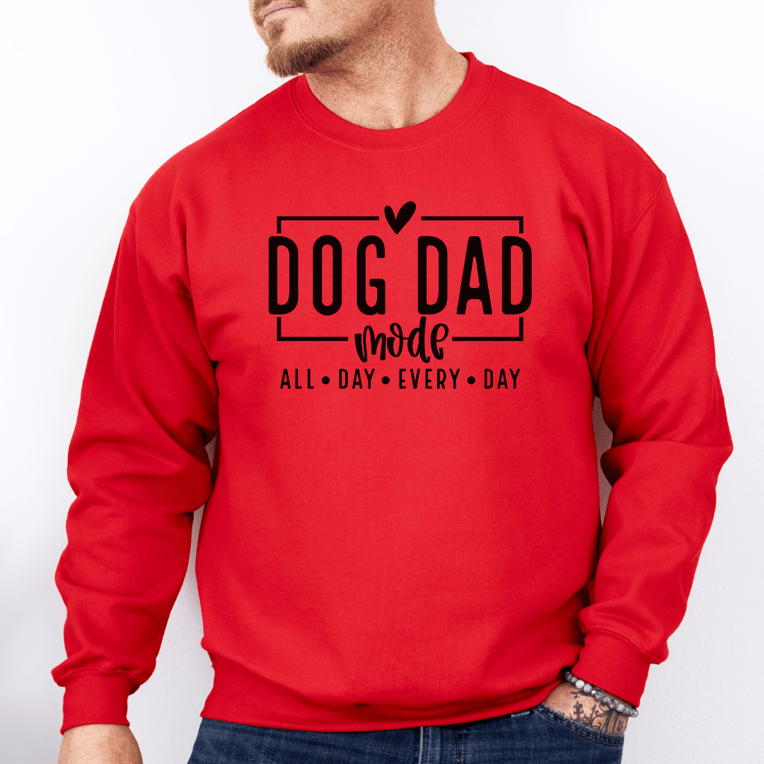 Sweatshirt Red / S Dog Dad Mode - Black Script Sweatshirt