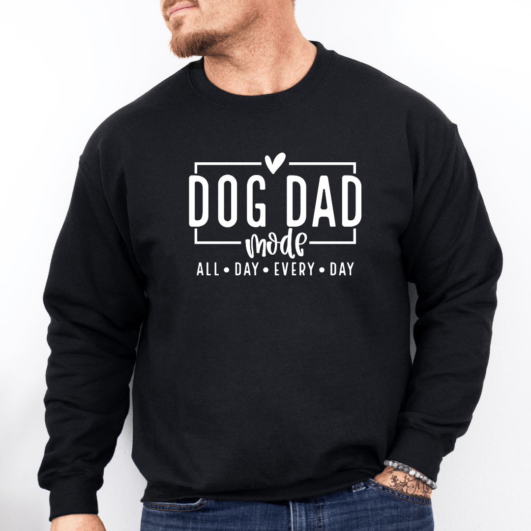 Sweatshirt Black / S Dog Dad Mode - White Script Sweatshirt