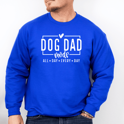 Sweatshirt Royal / S Dog Dad Mode - White Script Sweatshirt