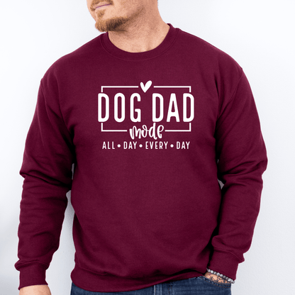 Sweatshirt Maroon / S Dog Dad Mode - White Script Sweatshirt