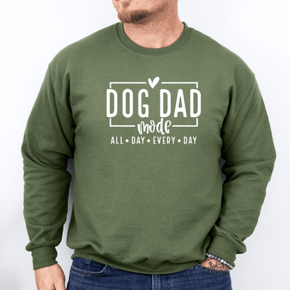 Sweatshirt Military Green / S Dog Dad Mode - White Script Sweatshirt