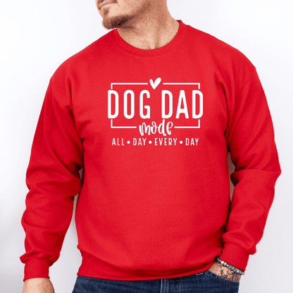 Sweatshirt Red / S Dog Dad Mode - White Script Sweatshirt