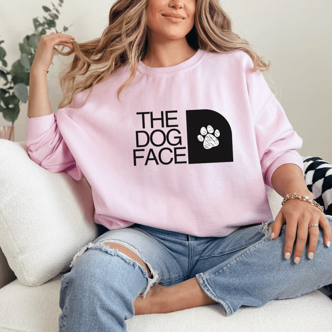 Sweatshirt S / Light Pink Dog Face Sweatshirt