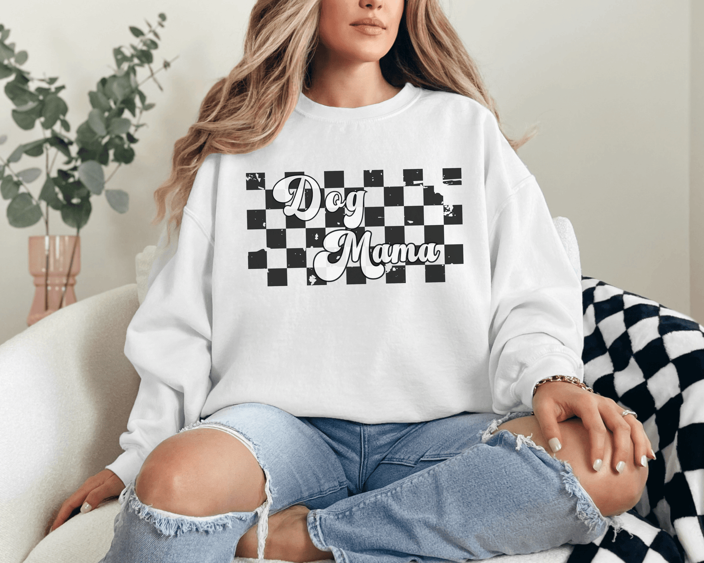 Sweatshirt S / White Dog Mama Inspired Klee Kai Dog Mom Sweatshirt - Retro Vibes for Stylish Pet Lovers