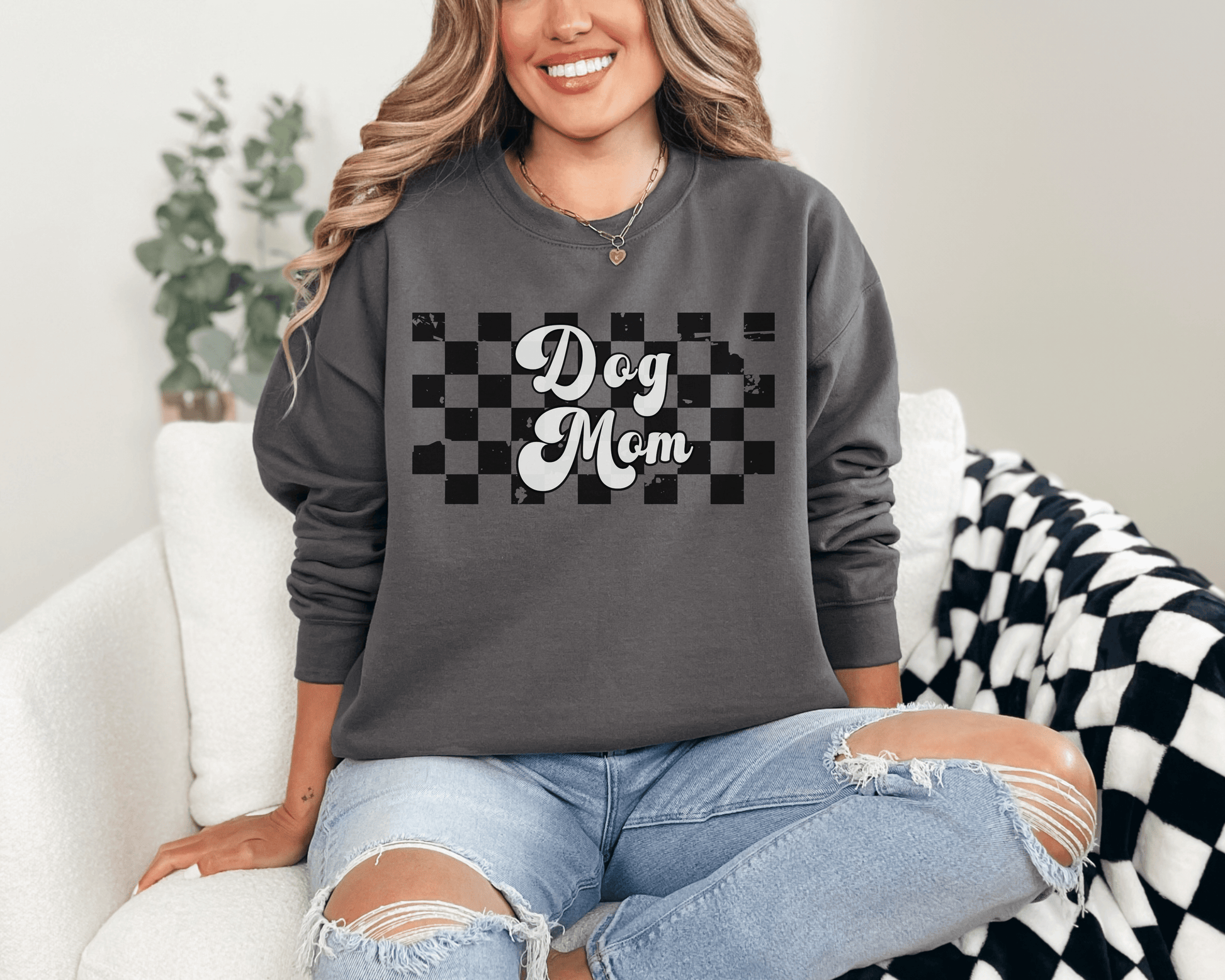 Sweatshirt S / Charcoal Dog Mom Inspired Klee Kai Dog Mom Sweatshirt - Retro Vibes for Stylish Pet Lovers