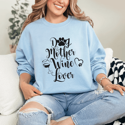 Sweatshirt Light Blue / S Dog Mother Wine Lover Sweatshirt