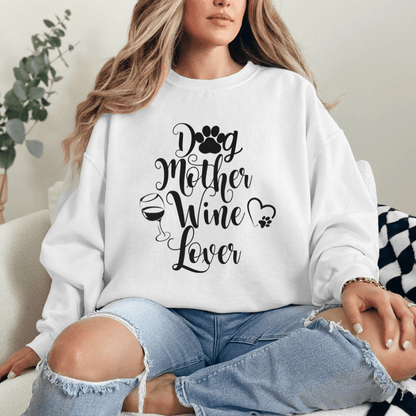 Sweatshirt White / S Dog Mother Wine Lover Sweatshirt