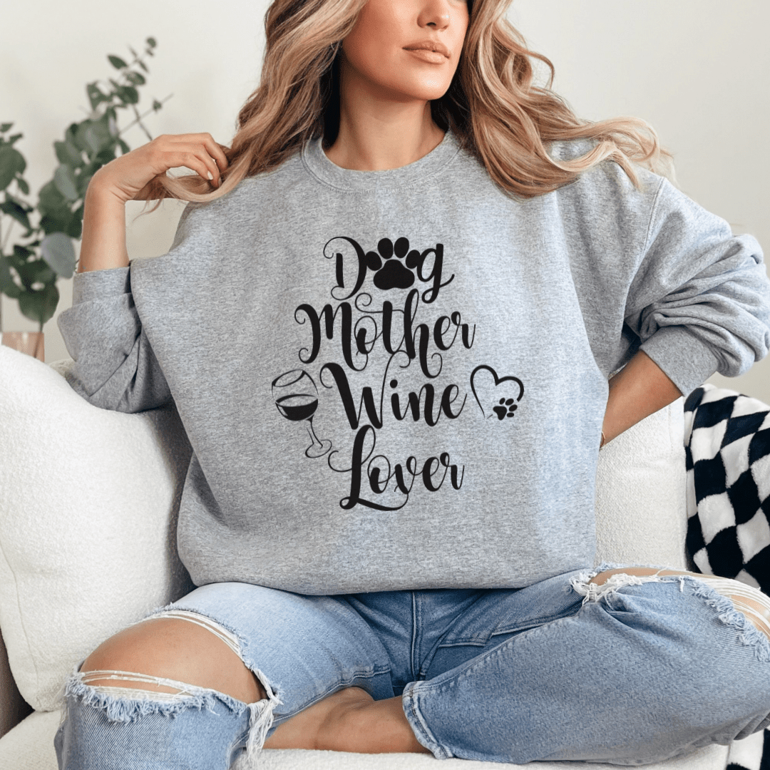 Sweatshirt Sport Grey / S Dog Mother Wine Lover Sweatshirt