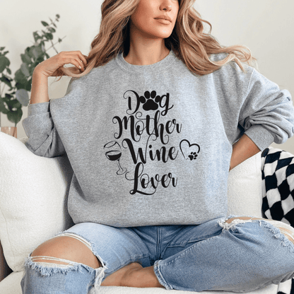 Sweatshirt Sport Grey / S Dog Mother Wine Lover Sweatshirt