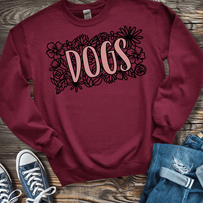 Sweatshirt S / Maroon Dogs & Flowers Sweatshirt