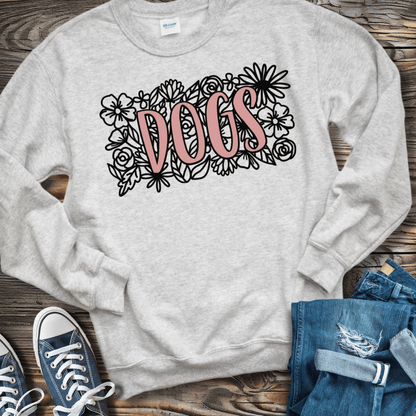 Sweatshirt S / Ash Dogs & Flowers Sweatshirt