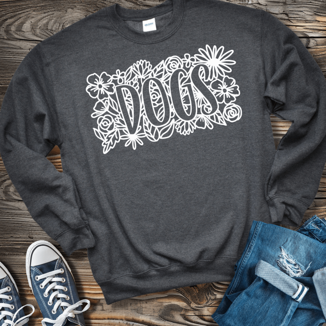 Sweatshirt S / Dark Heather Dogs & Flowers Sweatshirt