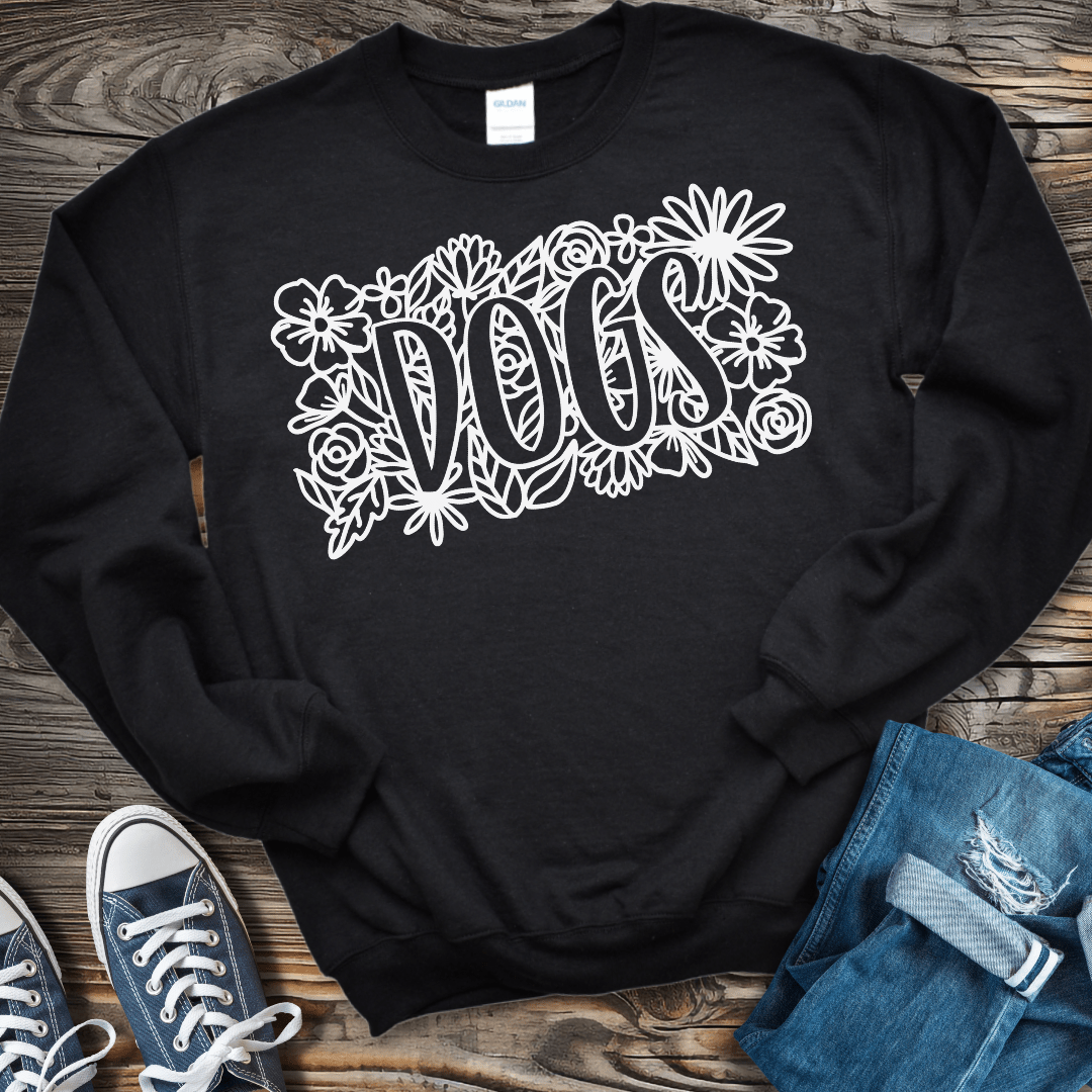 Sweatshirt S / Black Dogs & Flowers Sweatshirt