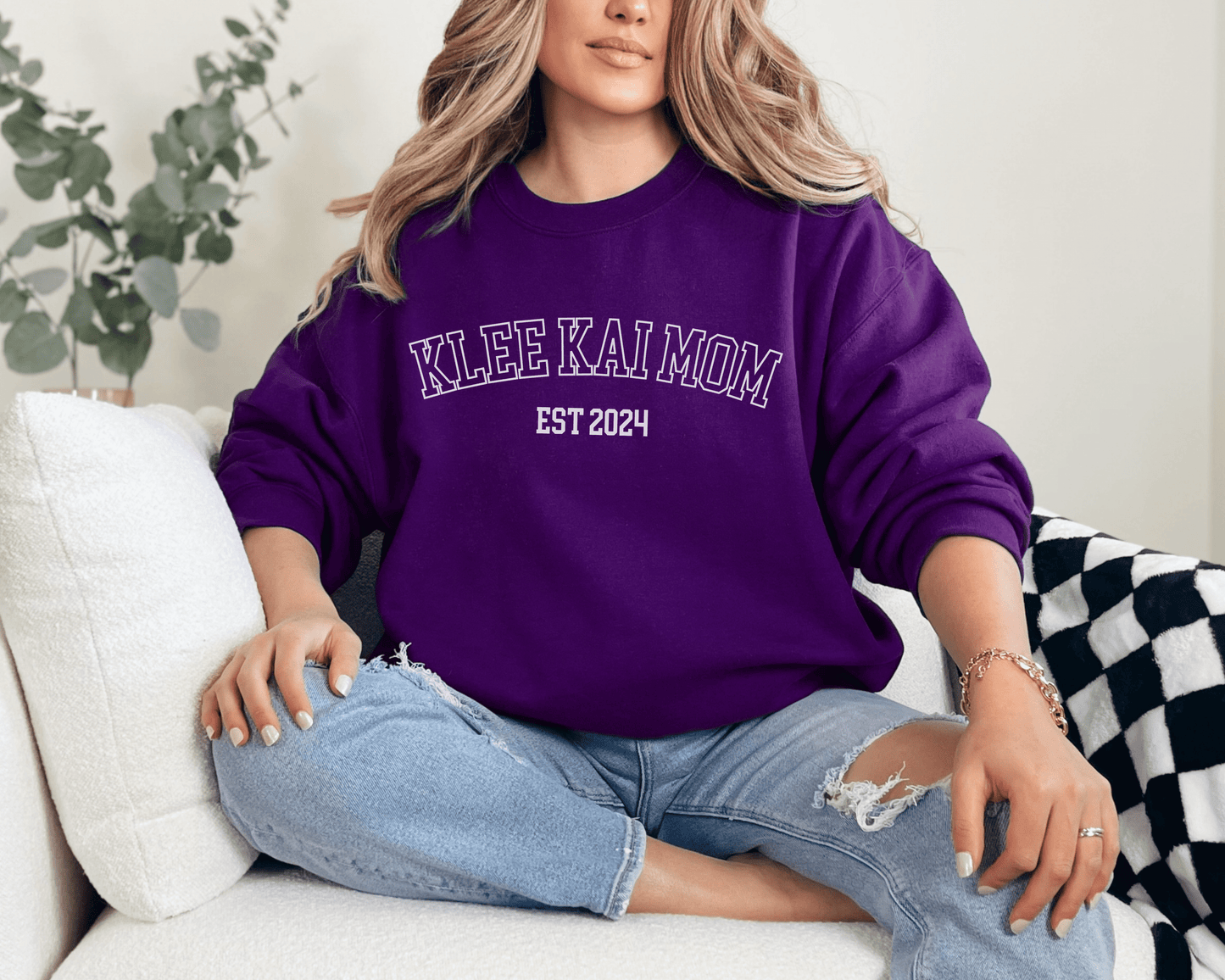 Sweatshirt S / Purple Est. 2024 Alaskan Klee Kai Dog Mom Sweatshirt - University College Vibe