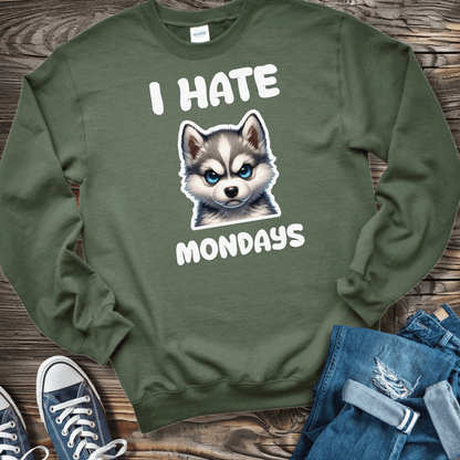 Sweatshirt S / Military Green I Hate Mondays- Klee Kai Sweatshirt