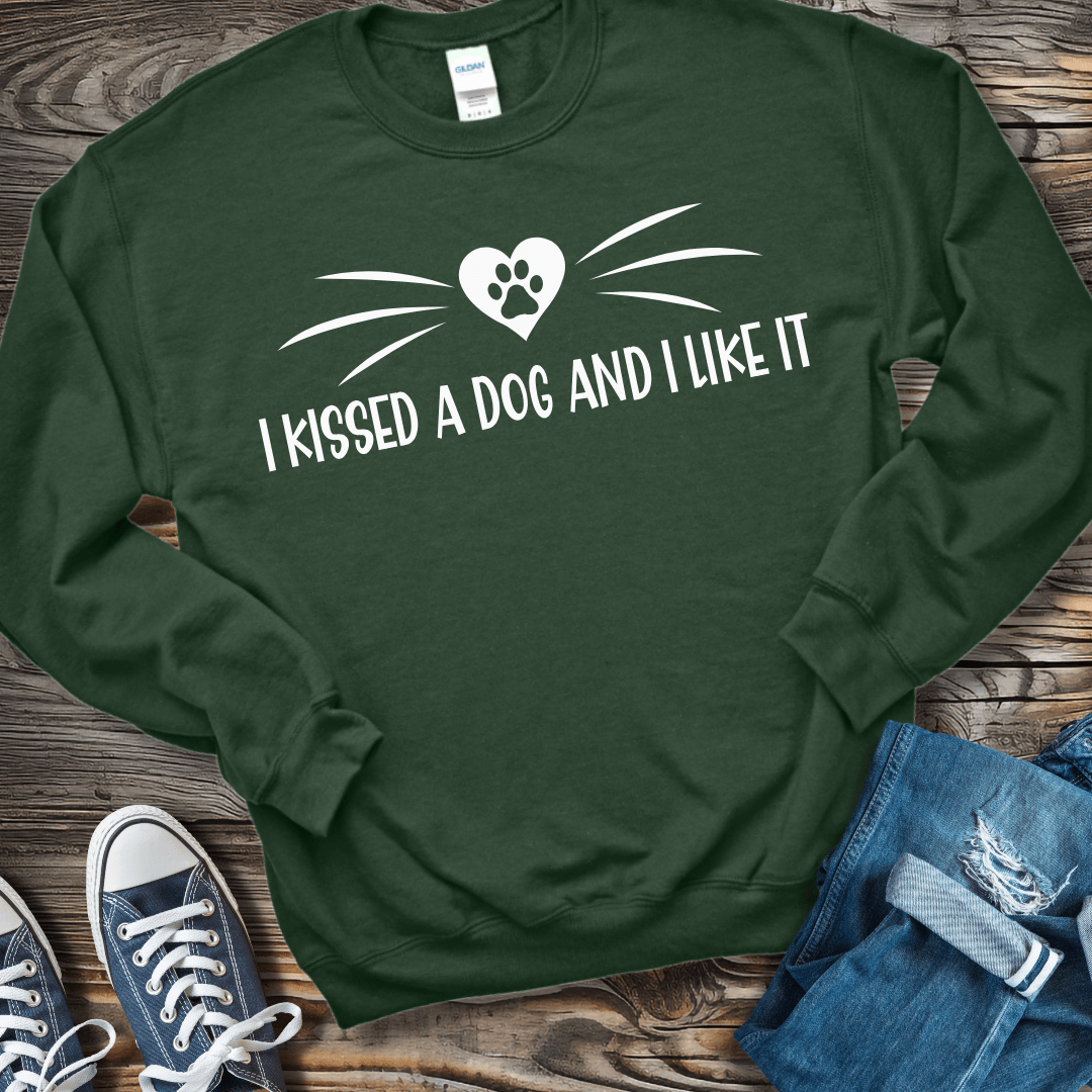 Sweatshirt S / Forest Green I Kissed A Dog Funny Shirt