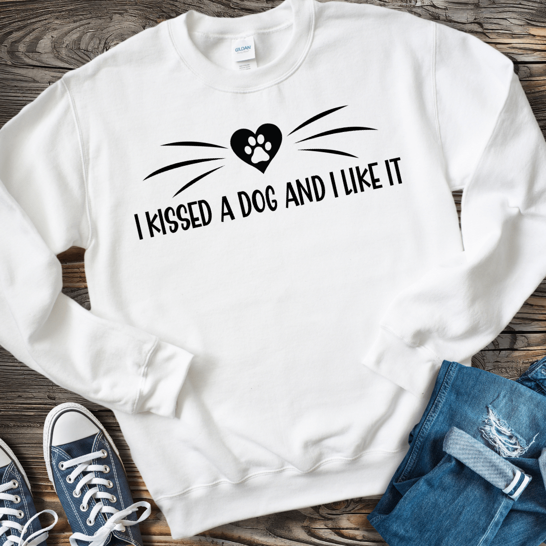 Sweatshirt S / White I Kissed A Dog Funny Shirt